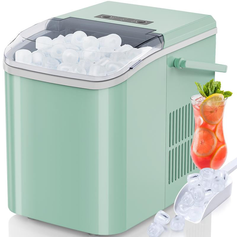 Countertop Ice Maker - 9 Cubes/6 Mins, 26.5Lbs/24Hrs, 2 Sizes, Basket & Handle