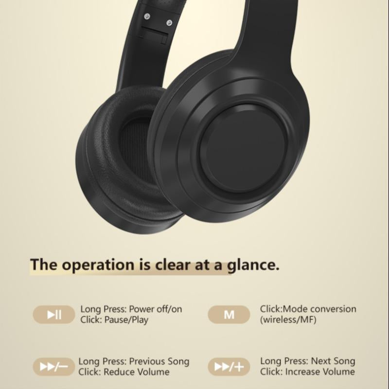 Foldable Wireless Gaming Headset, Built-in Mic, Portable Bluetooth Earbuds for PC, Gym & Outdoors.