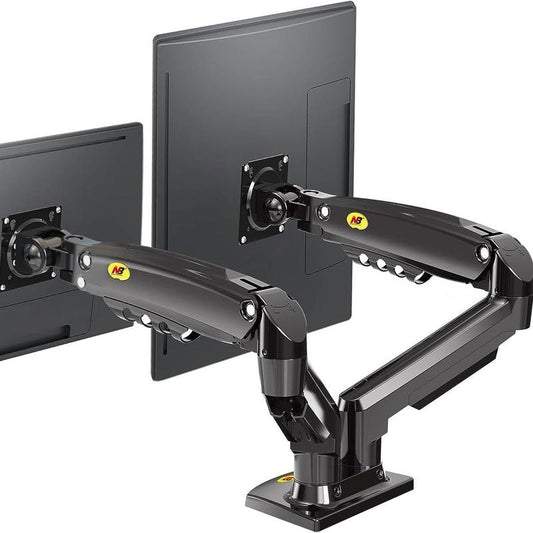 Dual Monitor Arm, Full Motion Swivel Mount for 17"-27" Screens, Adjustable Gas Spring Stand, 4.4-19.8Lbs Load Capacity